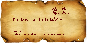 Markovits Kristóf névjegykártya